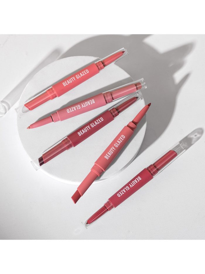 Lip Liner And Lipstick Make-up, 2-in-1 Double-headed Lipstick Set Waterproof Durable Matte LipstickB136-04 - Image 3