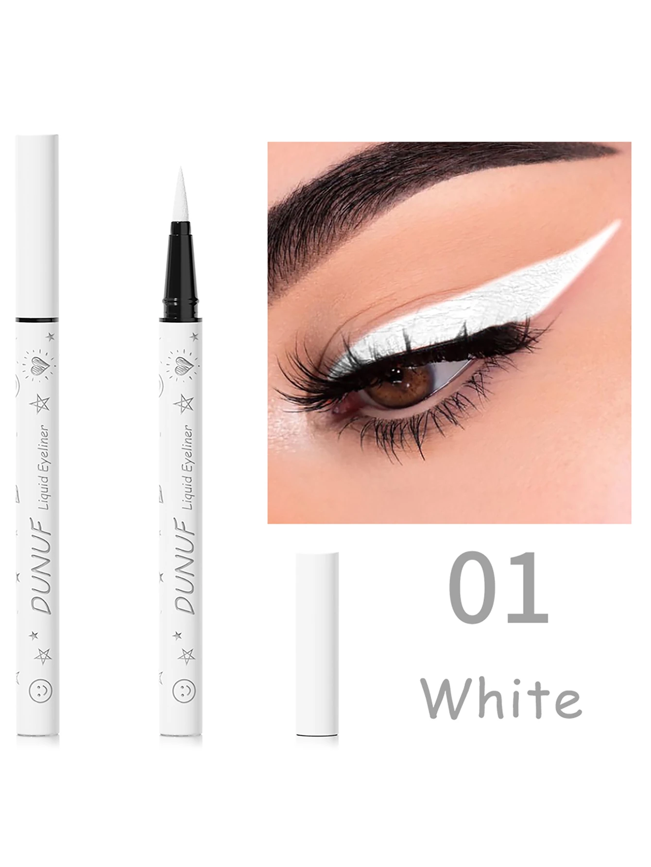 Matte Eyeliner Pen, 1Pc Long-Wearing Waterproof Eyeliner Color Eyeliner White