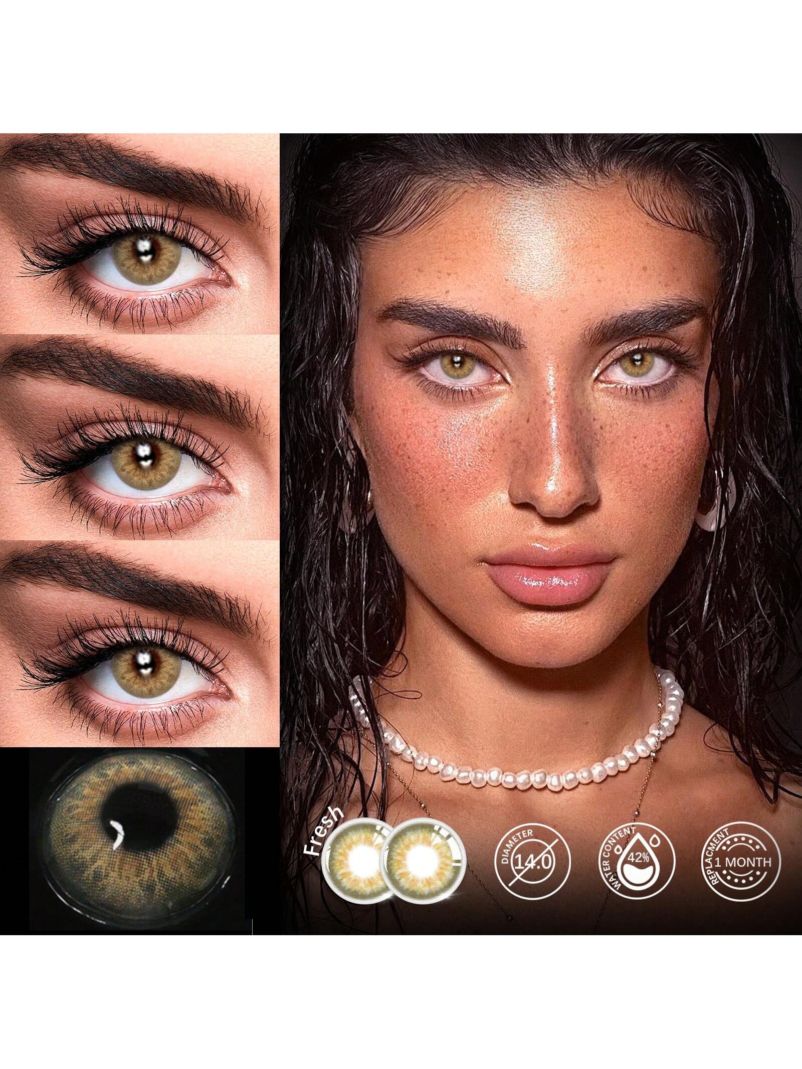 Monthly 1 Pair New Brown Soft Colored Contact Lenses 42% Water Content Fashion Makeup Lenses