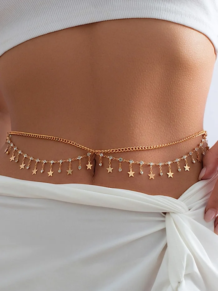 Rhinestone Decor Tassel Charm Waist Chain - Image 2