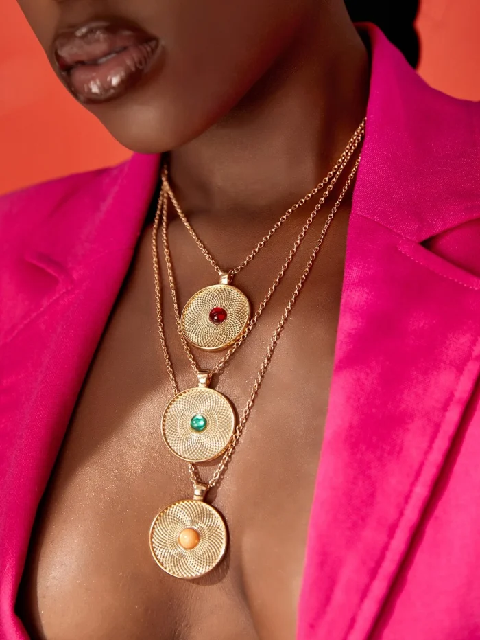 Round Charm Layered Necklace