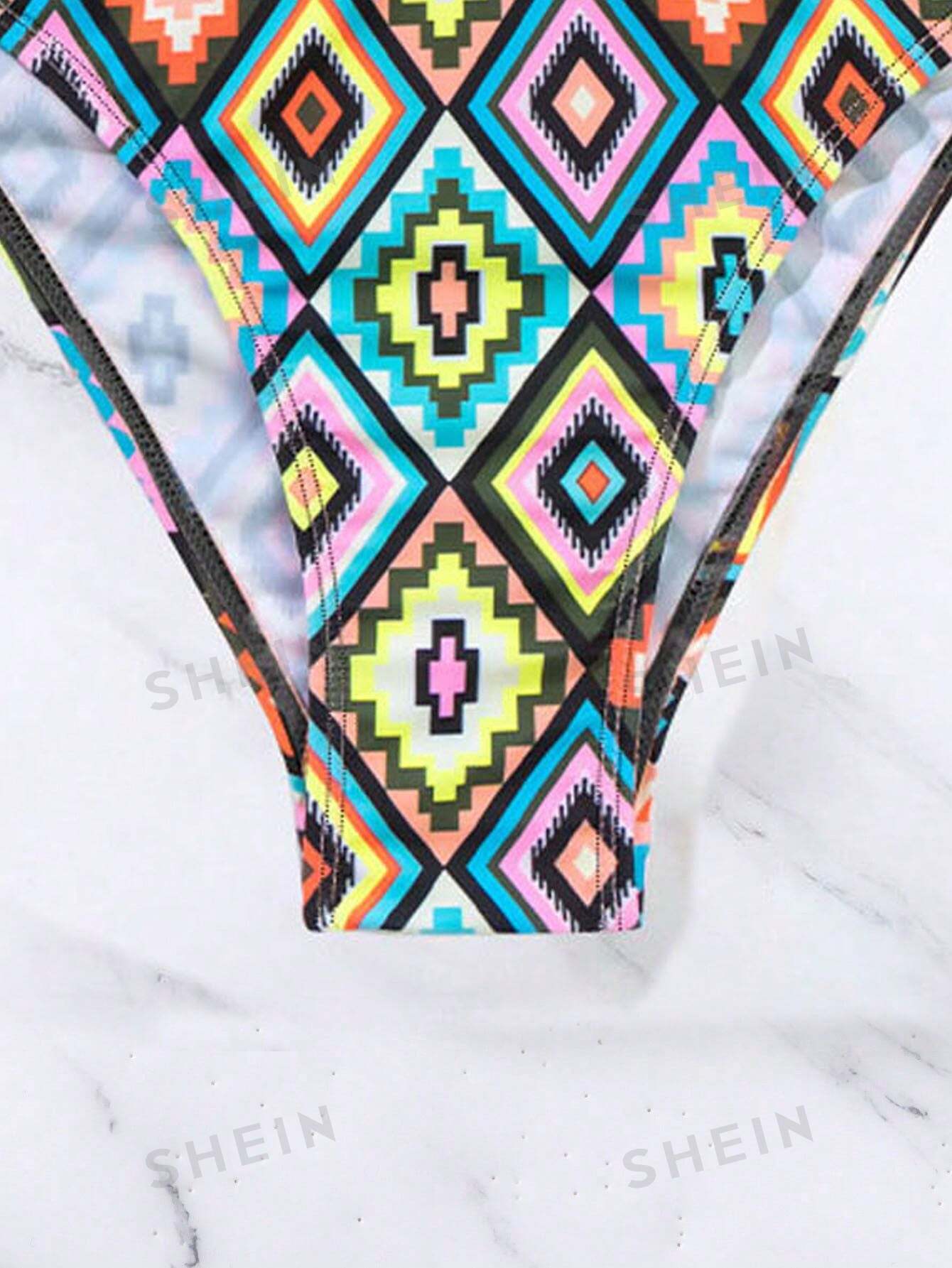 SHEIN Swim BohoFeel Geo Print Halter Push Up Bikini Swimsuit - Image 4