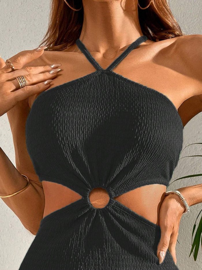 SHEIN VCAY Backless Halter Neck Knotted Dress - Image 5