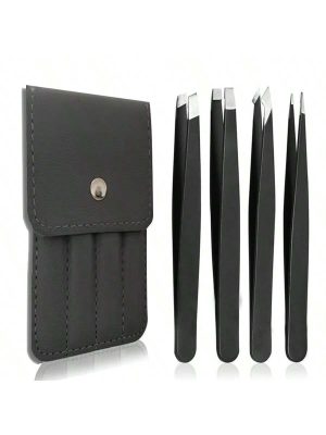 4 Pcs Precision Tweezers Set for Eyebrows,Professional Stainless Steel Tweezers for Eyebrows