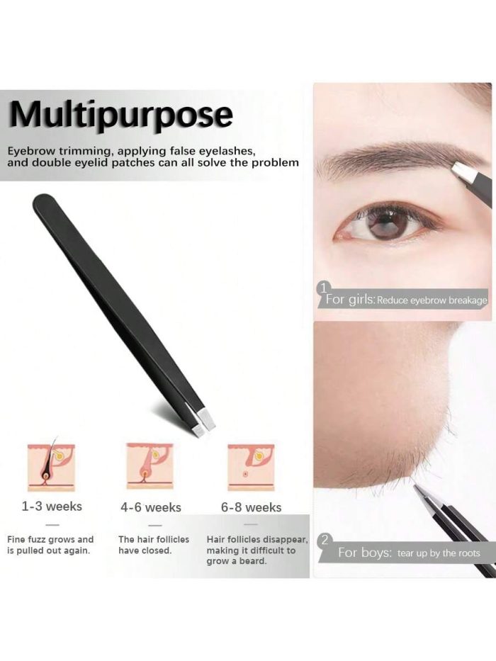 4 Pcs Precision Tweezers Set for Eyebrows,Professional Stainless Steel Tweezers for Eyebrows - Image 4
