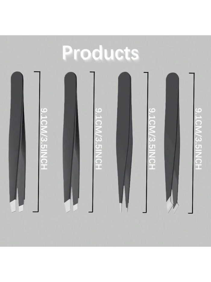 4 Pcs Precision Tweezers Set for Eyebrows,Professional Stainless Steel Tweezers for Eyebrows - Image 6