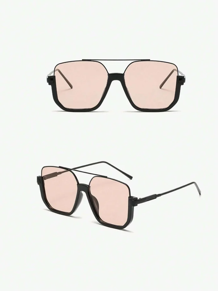 1Pair Women Top Bar Geometric Frame Tinted Lens Fashion Glasses For Daily Life Decoration - Image 2