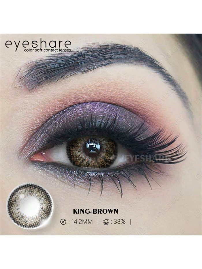 1 Pair Of Brown Enlarging Hema Colored Contact Lenses, Large Diameter & Yearly Disposable, Suitable For Dating Or Daily Wear - Image 3