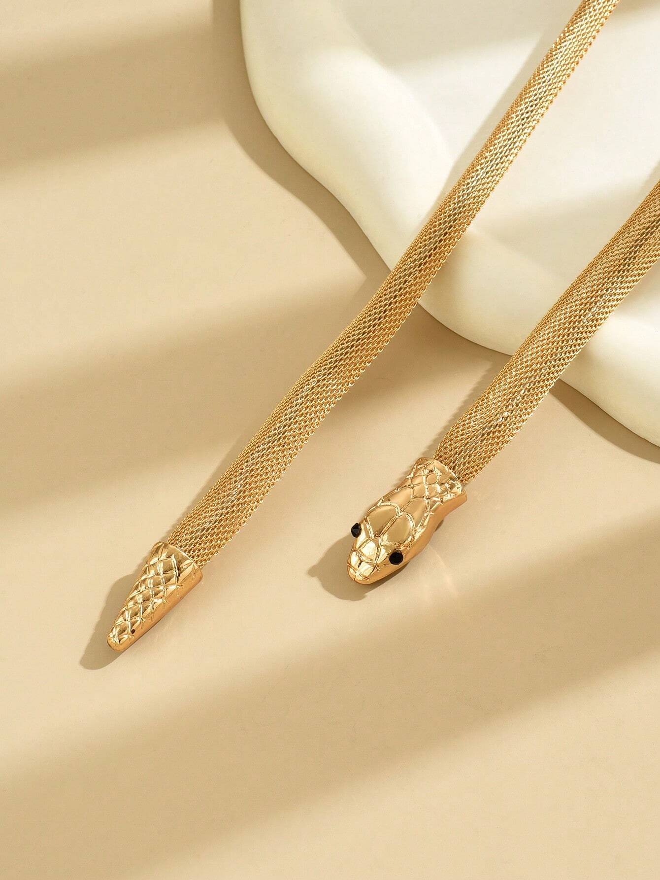 1pc Autumn & Winter Metallic Snake Wrapped Necklace Suitable For Daily Wear - Image 5