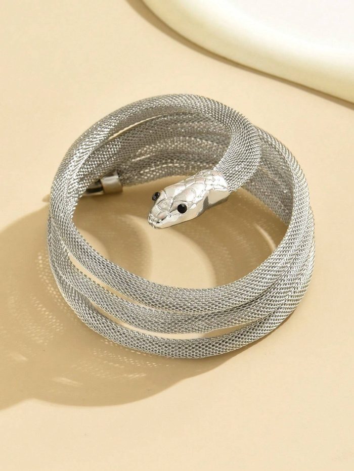 1pc Metallic Coiled Snake Ankle Bracelet - Image 5