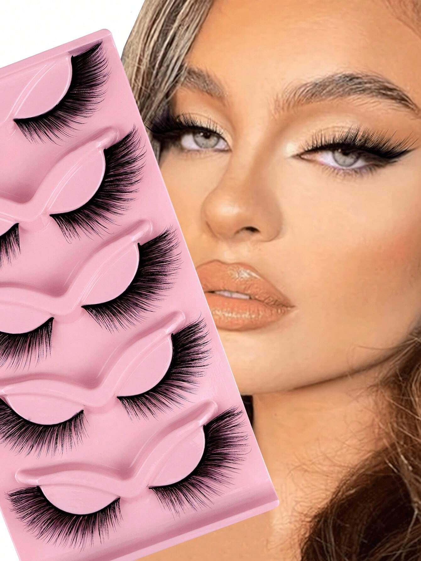 5 Pairs Cat Eye Lashes, Eye Tail Lengthened Fluffy False Eyelashes, Faux Mink Eyelashes