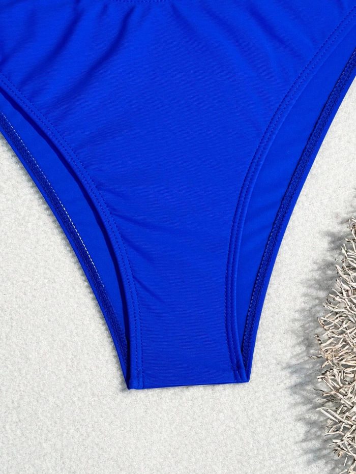 Elegant Sexy Hollow Out One Shoulder Bikini Swimsuit Set - Image 4