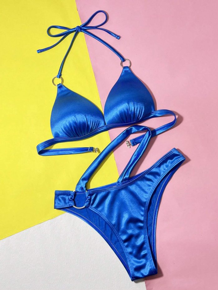 Ladies' Halter Neck With Circular Detail Bikini Swimsuit - Image 3