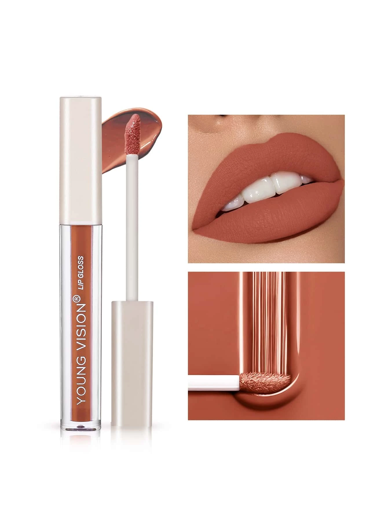 Liquid Lipcolor,Long-Wearing Matte Lip Gloss 04 Rust Brown