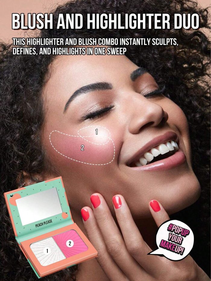 MissIyn Fruity Beauty Strobing Highlighter & Highlighter Set, Shimmery Metallic Finish Brilliant White+Pink - Image 4