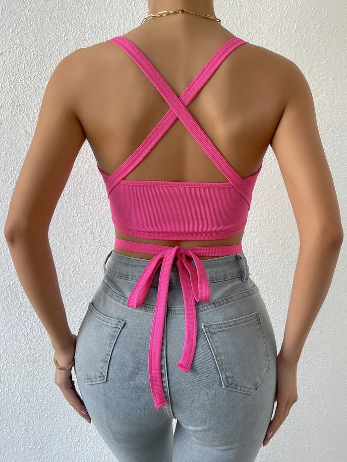 SHEIN BAE Solid Crisscross Tie Back Cami Top - Image 2