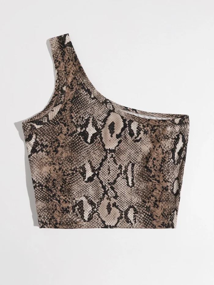 SHEIN Essnce One Shoulder Snakeskin Print Top - Image 2