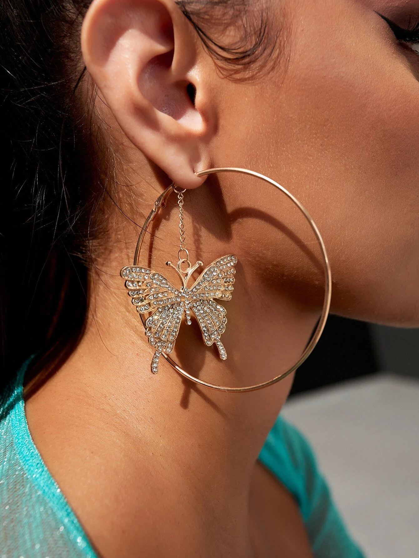 SHEIN SXY Rhinestone Butterfly Decor Earrings - Image 3