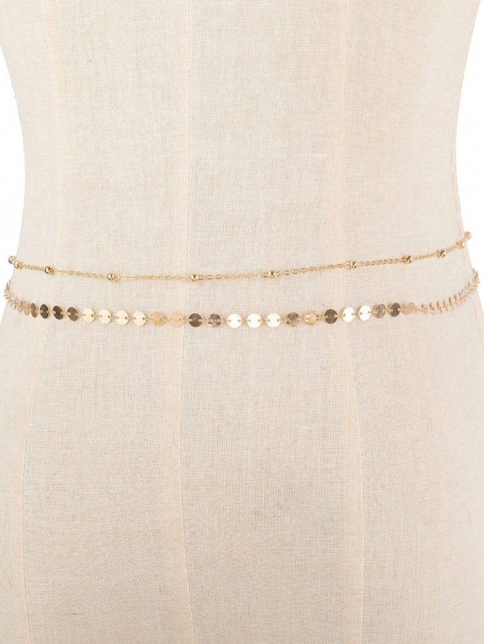 Two Sets Of Sexy Retro Beach Vacation Style Waist Chains For Women, Hot Girl Sequined Ball Body Chains - Image 2