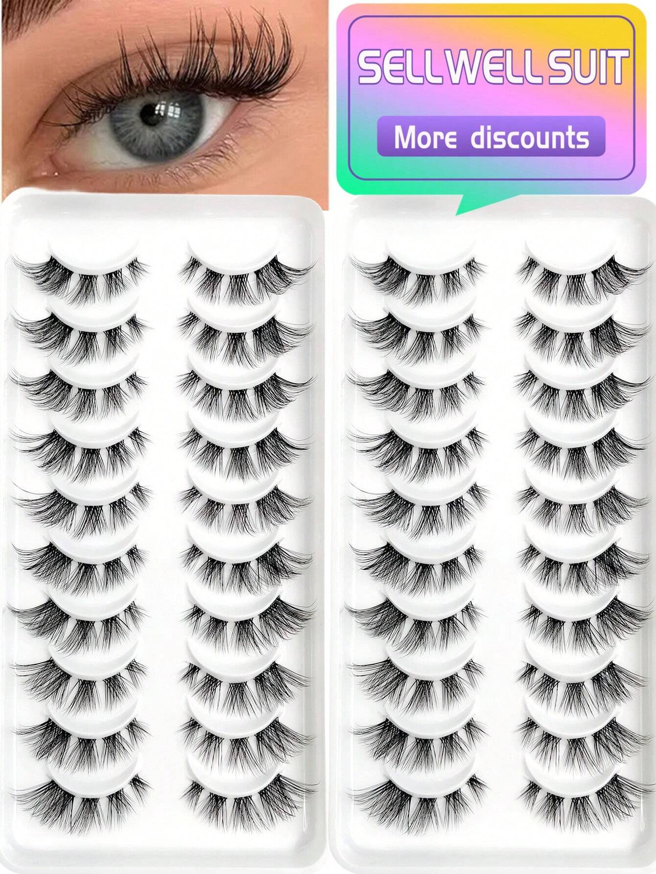 10 Pairs+10 Pairs Sell Well Suit Natural Looking Cluster False Eyelashes.