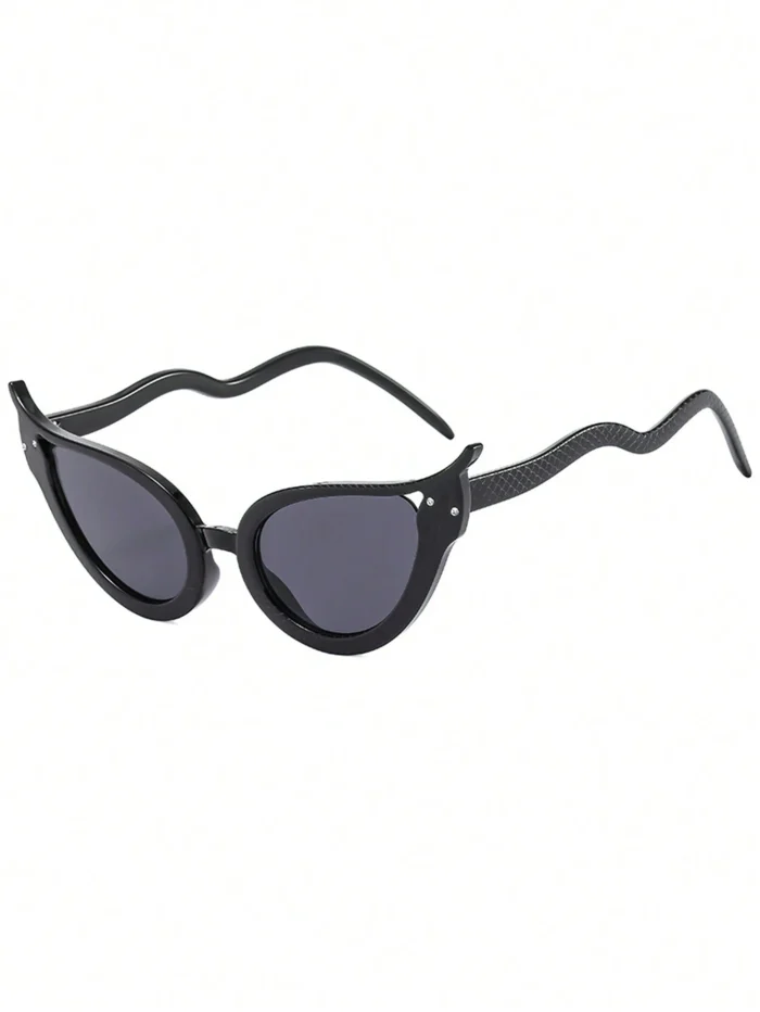 1pc Cat Eye Small Frame Personality Sun-Shading Black Y2k Fashion Sunglasses - Image 3