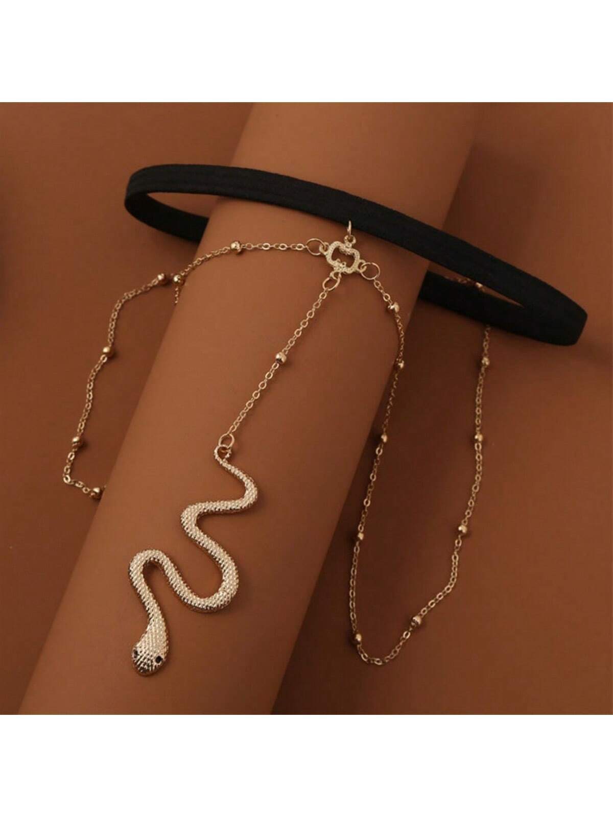 1pc Creative Elastic Snake Shaped Long Leg Chain For Women - Image 4