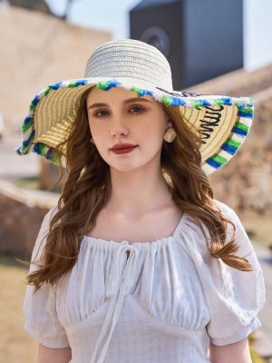 1pc New Spring/Summer Style Sun Hat For Outdoor Activities, Beach Straw Hat