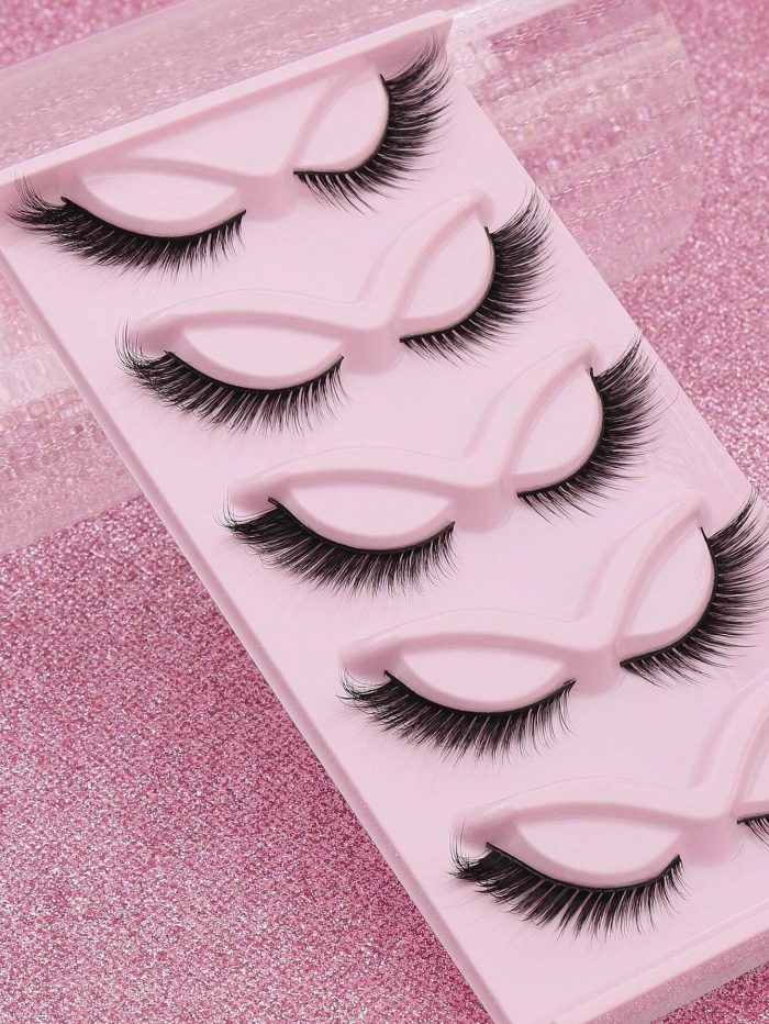 5 Pairs Natural Cat False Eyelashes Fluffy Soft Dramatic 3D Mink Lashes Long Wispy Eyelash - Image 2