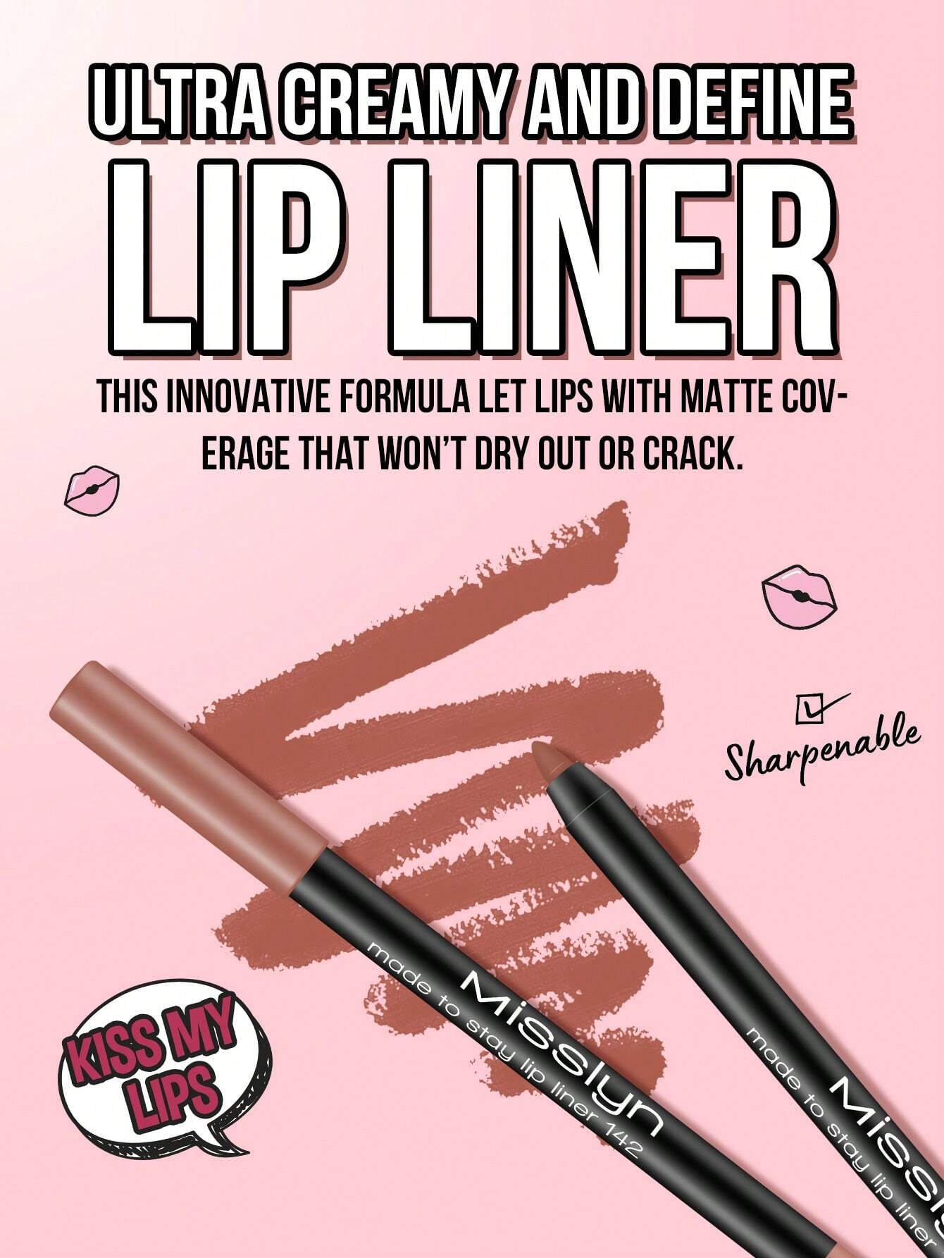 MissIyn Made To Stay Lip Liner, Matte Lip Liner 142 - Image 3