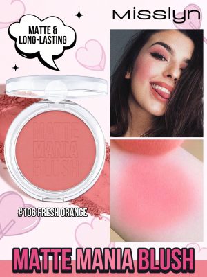 MissIyn Matte Mania Blush, Long Wearing,Highly Pigmented, Matte Finish, #106 Fresh Orange