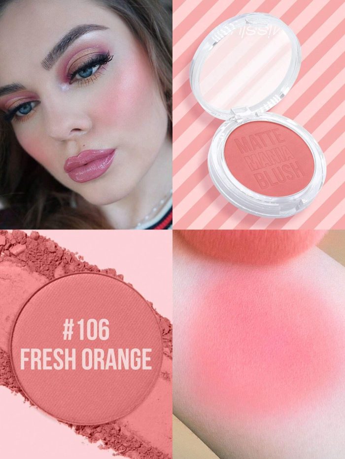 MissIyn Matte Mania Blush, Long Wearing,Highly Pigmented, Matte Finish, #106 Fresh Orange - Image 2