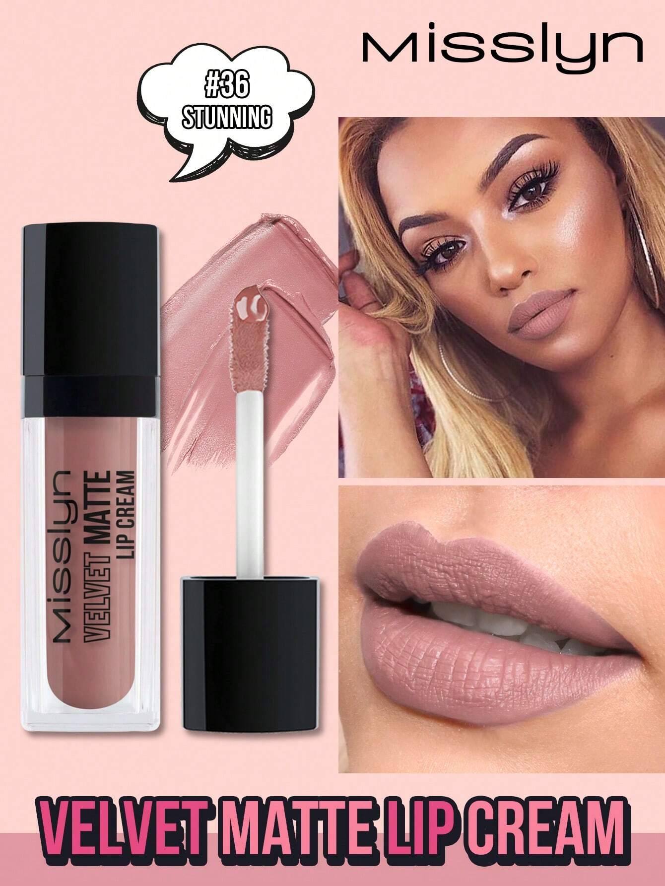 MissIyn VELVET MATTE LIP CREAM, Lightweight, Long Lasting High-Intensity Matte Color,36 Stunning