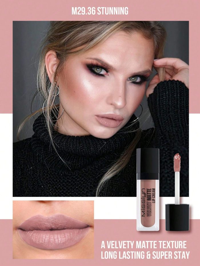 MissIyn VELVET MATTE LIP CREAM, Lightweight, Long Lasting High-Intensity Matte Color,36 Stunning - Image 3