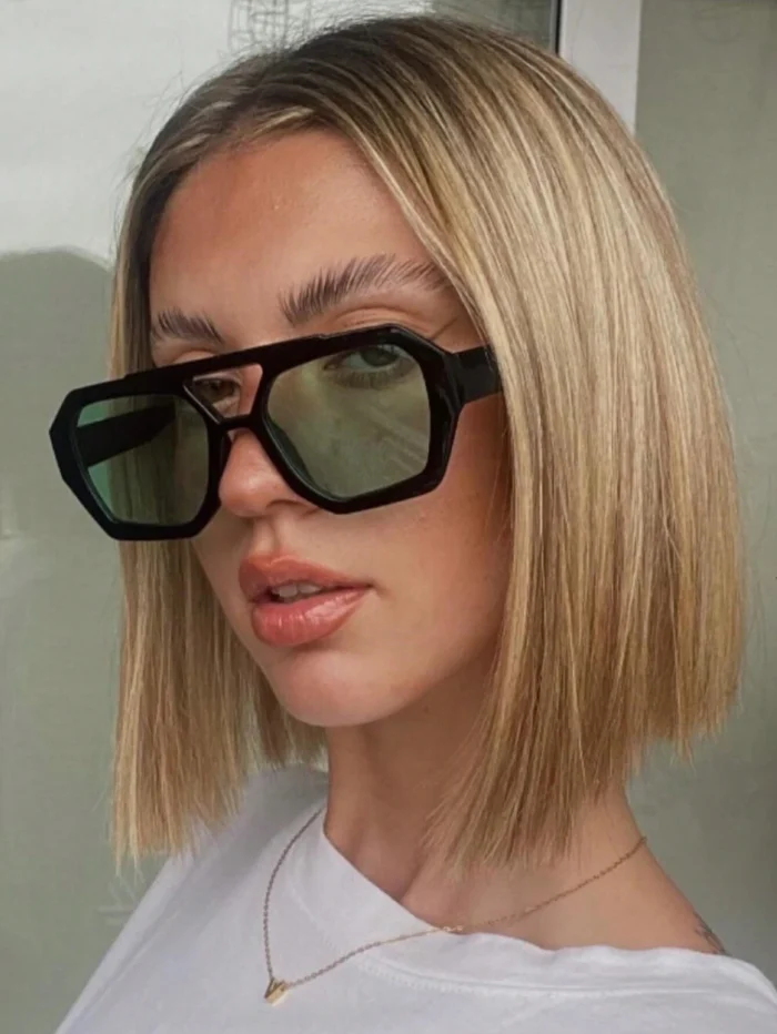 New Arrival High-End Square Style Double Beam Sunglasses For Men And Women, Retro Personality Ocean Film Trendy Shades