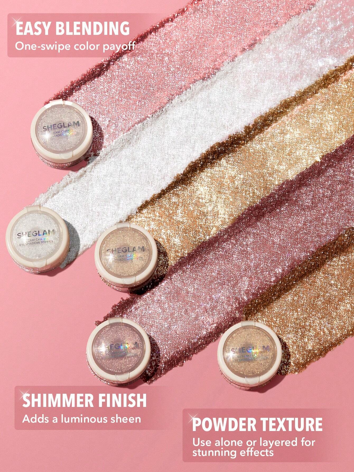 SHEGLAM Gleam Chaser Eyeshadow Topper-Peach Ring 5 Colors Glitter Eyeshadow Powder Shimmer Finish Peach Ring - Image 4