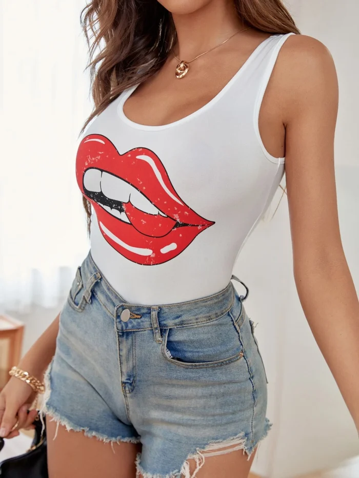 SHEIN Essnce Lip Print Tank Top - Image 3