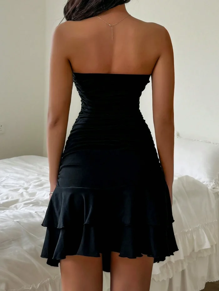 SHEIN Qutie Women Fashion Solid Color Slim Fit Strapless Dress - Image 2