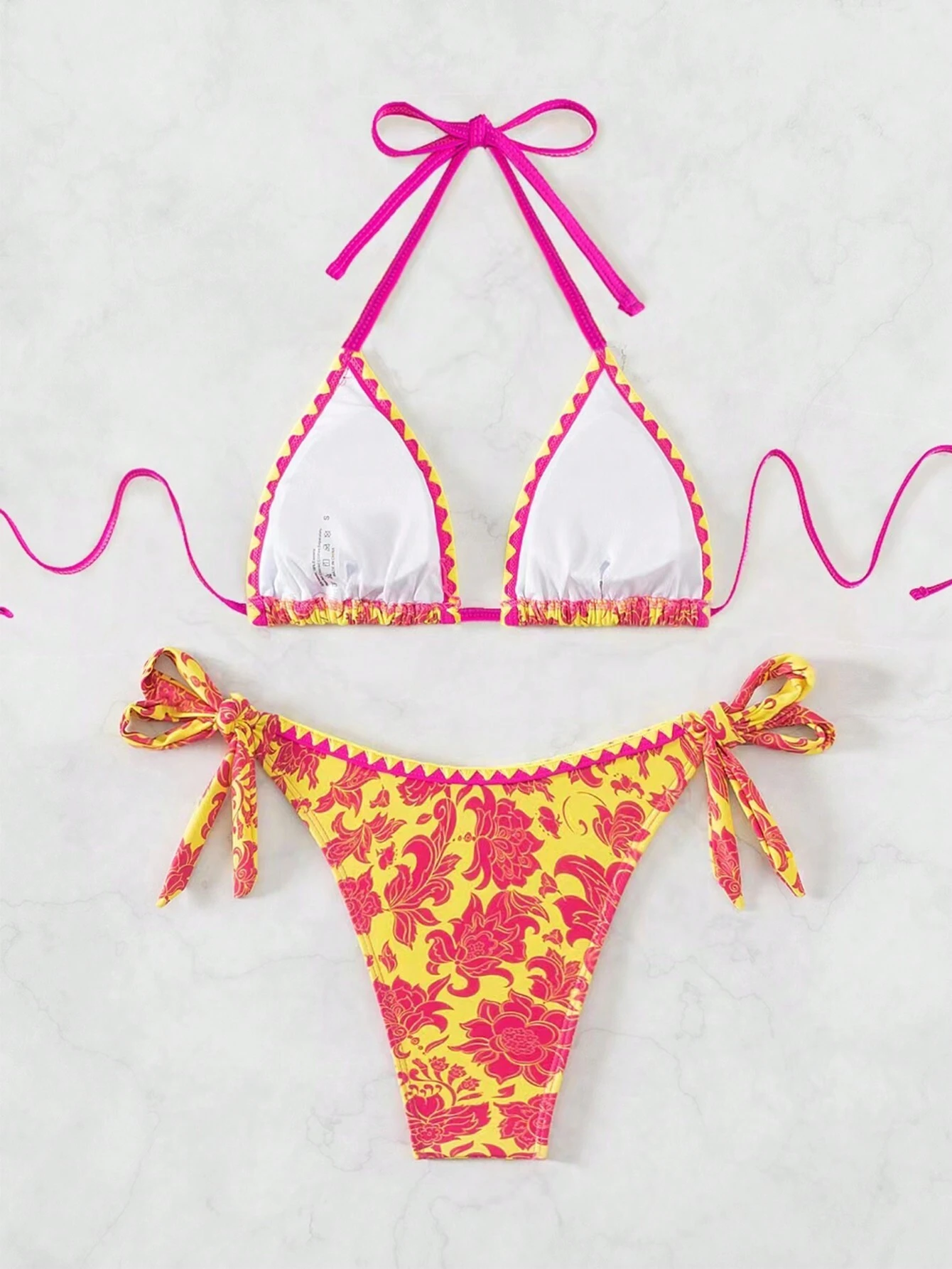 SHEIN VCAY Ladies' Halter Neck Swimwear Set In Random Print - Image 3