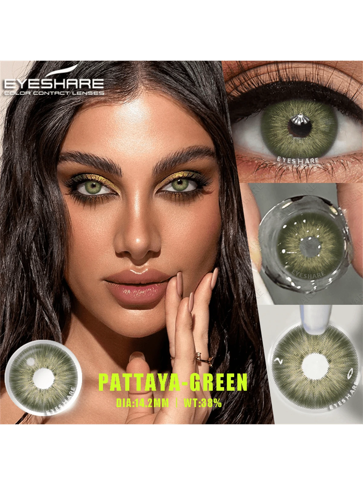 1 Pair Natural Color Lens Eyes Color Cosmetic Contact Lens Green Colored Lenses For Eyes Yearly Beauty Contact Lens - Image 2