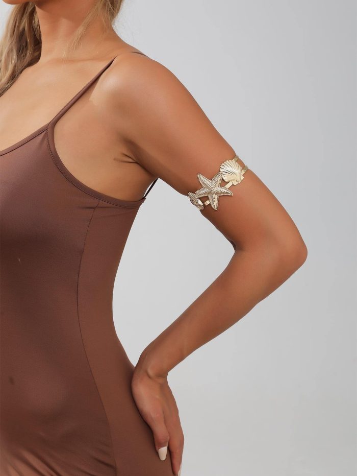 1 Pc Metal Starfish Shell Decor Upper Arm Cuff for Women - Image 2