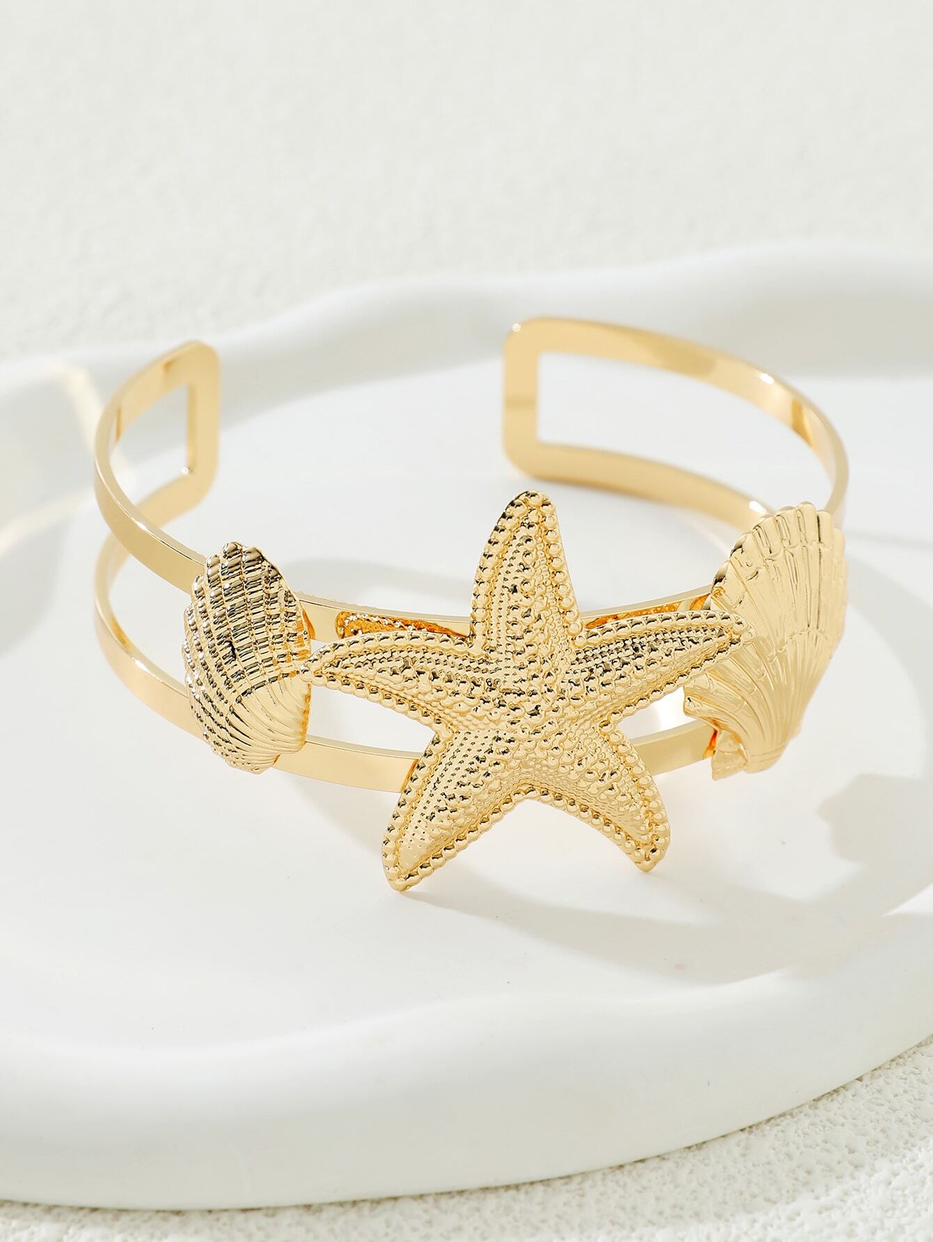 1 Pc Metal Starfish Shell Decor Upper Arm Cuff for Women - Image 3