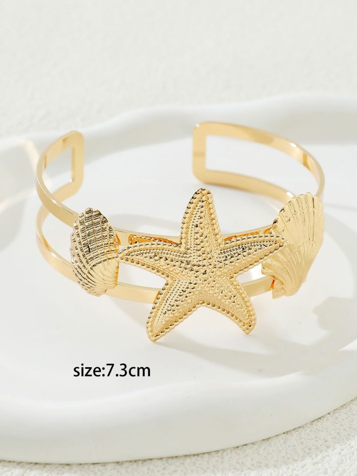 1 Pc Metal Starfish Shell Decor Upper Arm Cuff for Women - Image 4