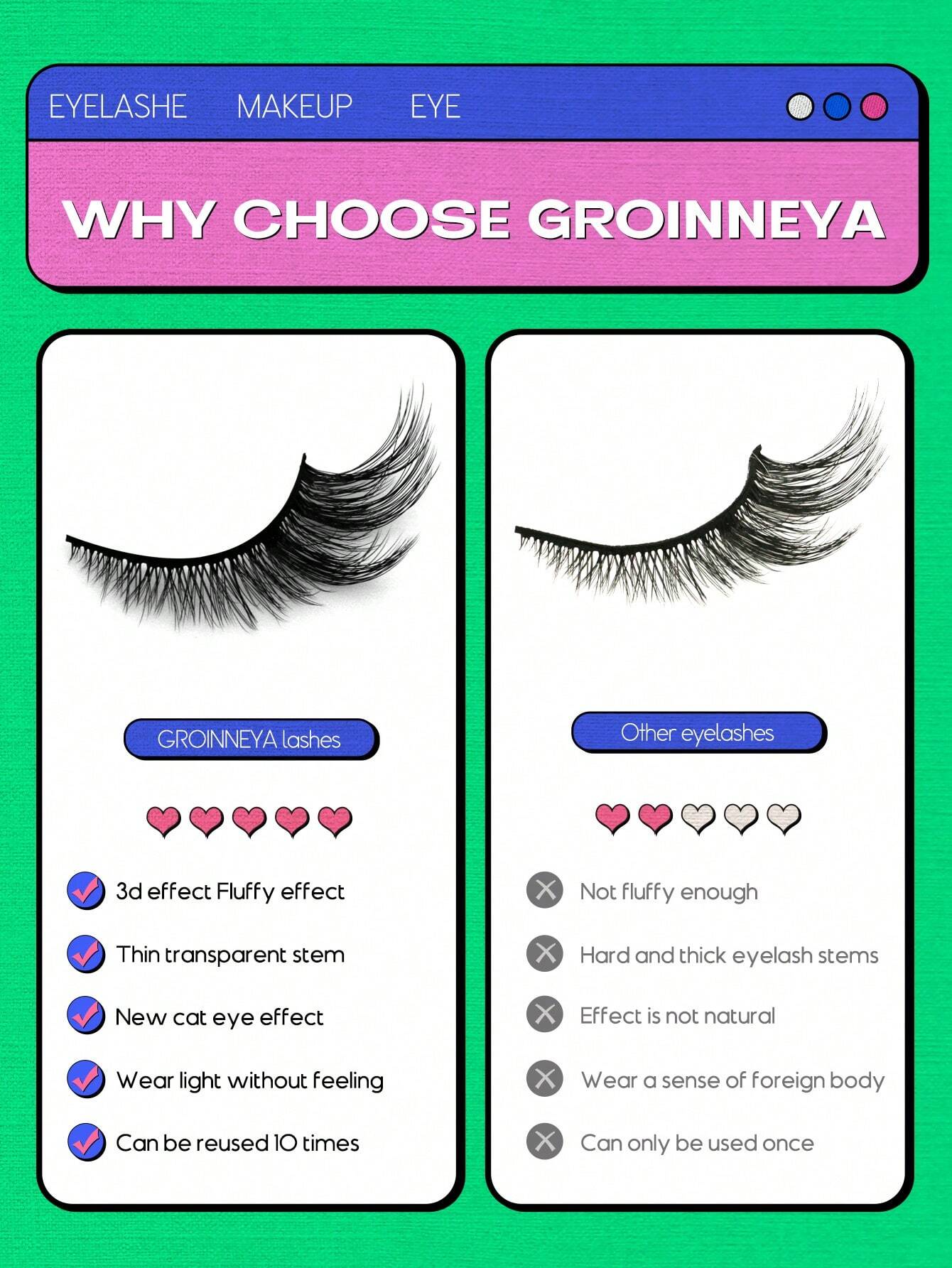 Cat Eye Eyelashes 5 Pairs Fox Eye Lashes Faux Mink Lashes Fluffy Strip False Lashes - Image 5