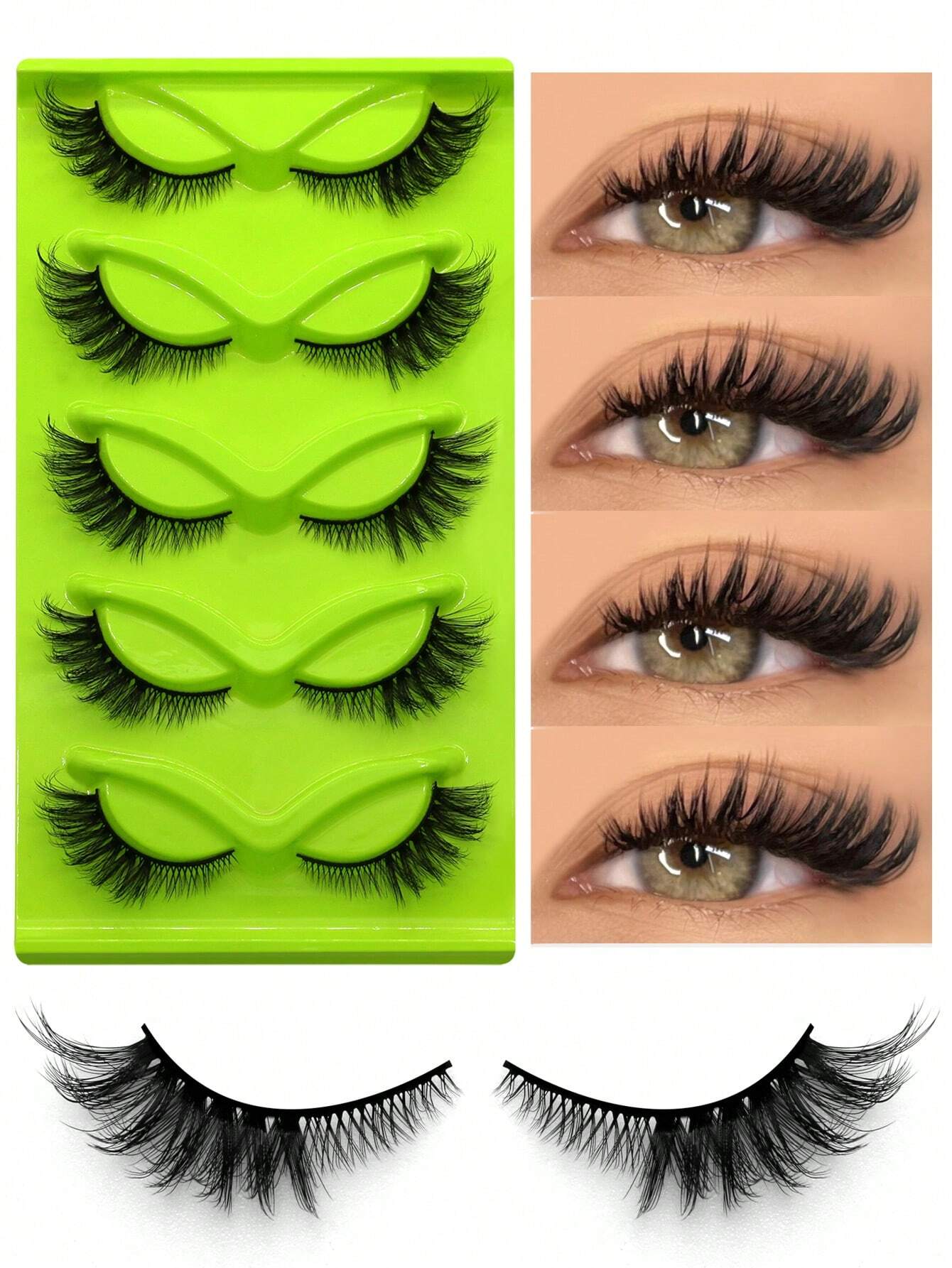 Cat Eye Lashes 5 Pairs Faux Mink Eyelashes Fox Eye Lashes Winged Lashes Natural Look Wispy Mink Eyelashes Full Strip Lashes Makeup