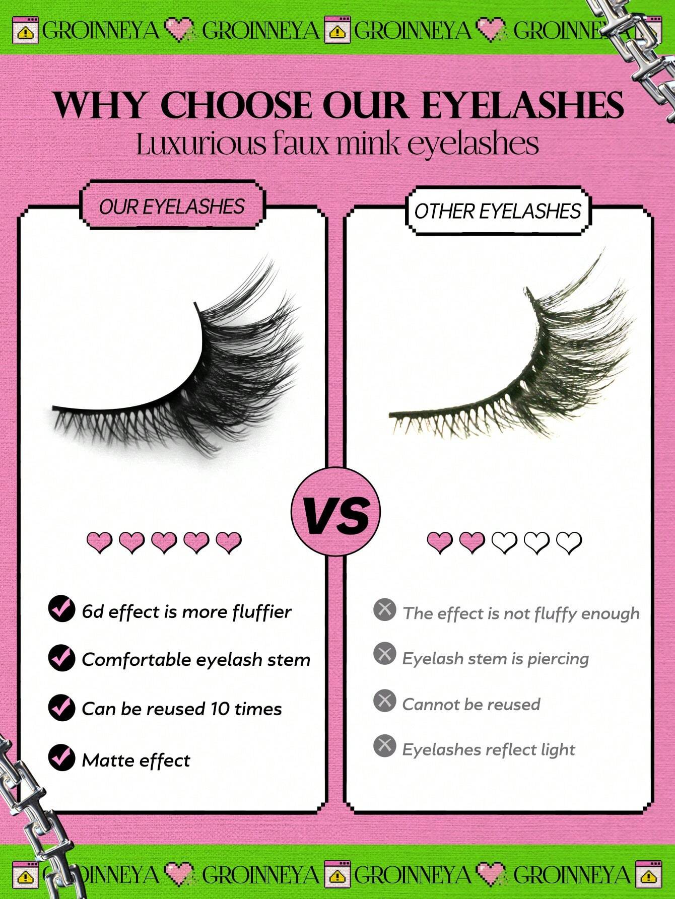 Cat Eye Lashes 5 Pairs Faux Mink Eyelashes Fox Eye Lashes Winged Lashes Natural Look Wispy Mink Eyelashes Full Strip Lashes Makeup - Image 5