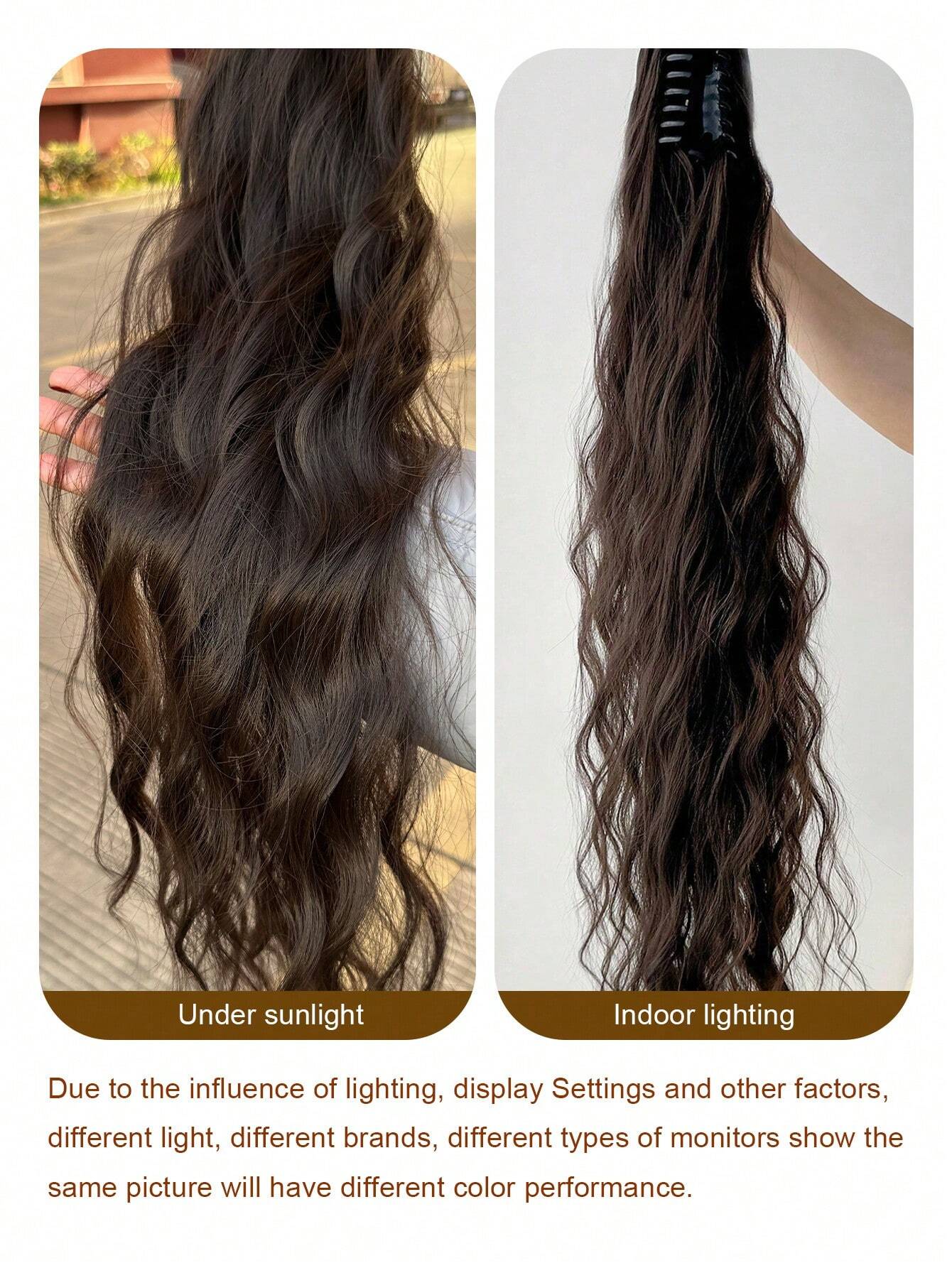 Claw Ponytail Extension 32 Inch Dark Brown Water Wave Wavy Curly Clip In Hair Extensions Soft - Image 5