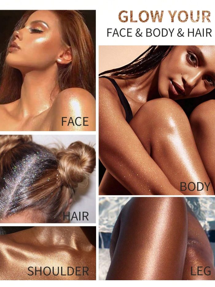 Highlighter Makeup Palette With Sparkles, Illuminate Facial Contours And Add Brightness, Pearl Powder For Body Highlighting#03 - Image 6