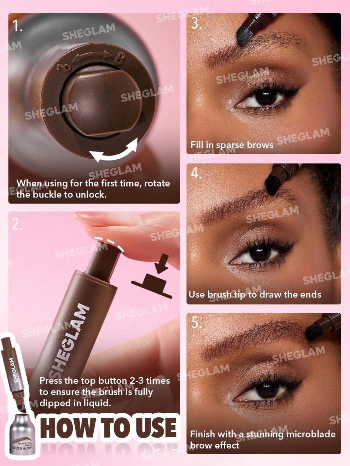 SHEGLAM Brow-Fection Angled Brush & Dip-Chocolate Hair-Like Strokes Liquid Eyebrow Gel Pen Easy To Color Long Lasting Quick Drying Natural Shaping - Image 4