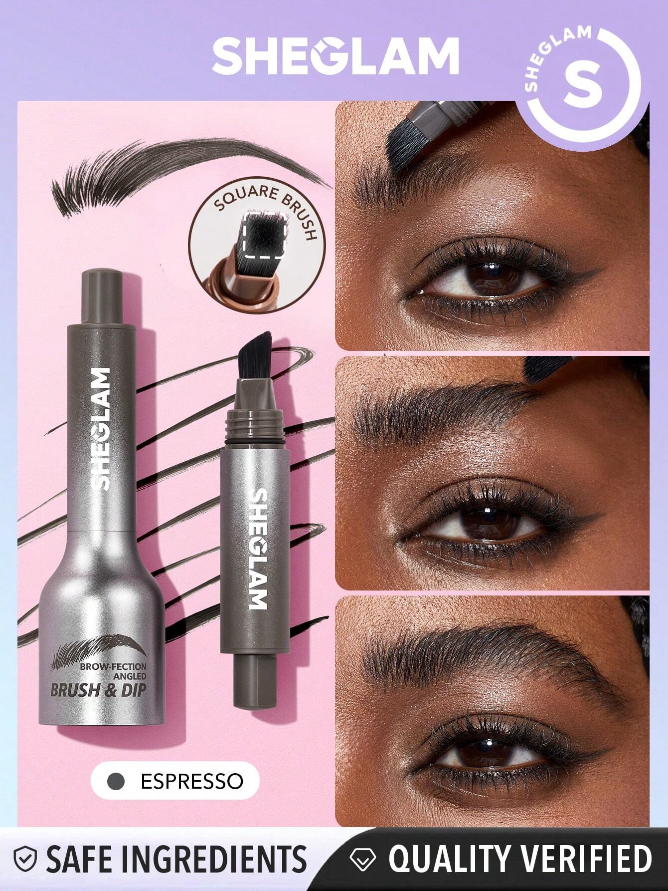 SHEGLAM Brow-Fection Angled Brush & Dip-Espresso Hair-Like Strokes Liquid Eyebrow Gel