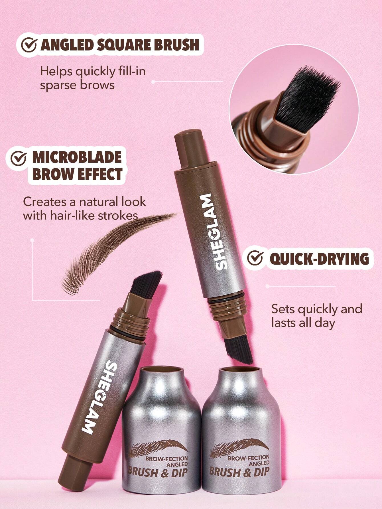 SHEGLAM Brow-Fection Angled Brush & Dip-Espresso Hair-Like Strokes Liquid Eyebrow Gel - Image 3